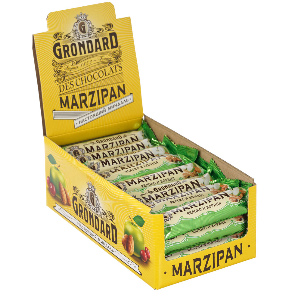  TM Grondard     (9388) Батончики глазированные Марципановые Яблоко-Корица, (24шт по 50г)     в Киселёвске