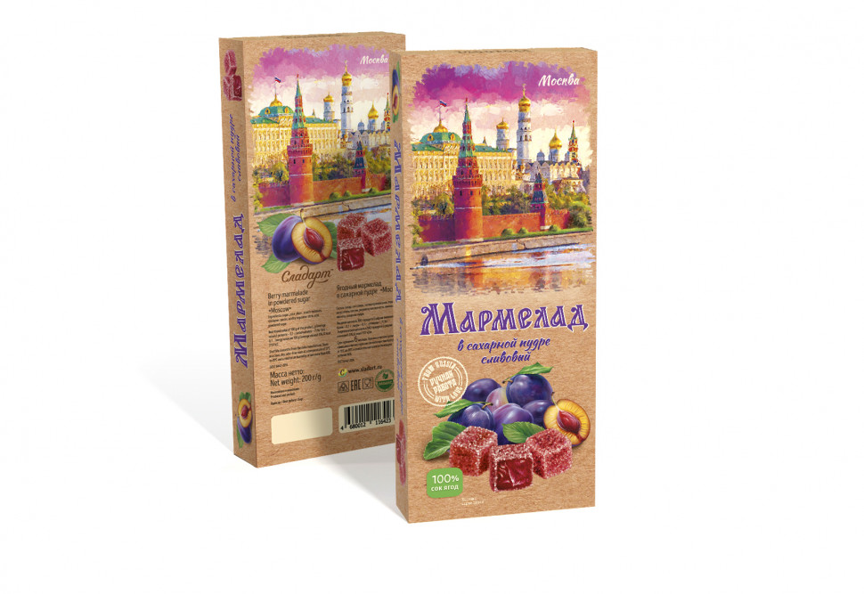  Сладарт Мармелад Сливовый МОСКВА в сахарной пудре (642), 200г   в Киселёвске