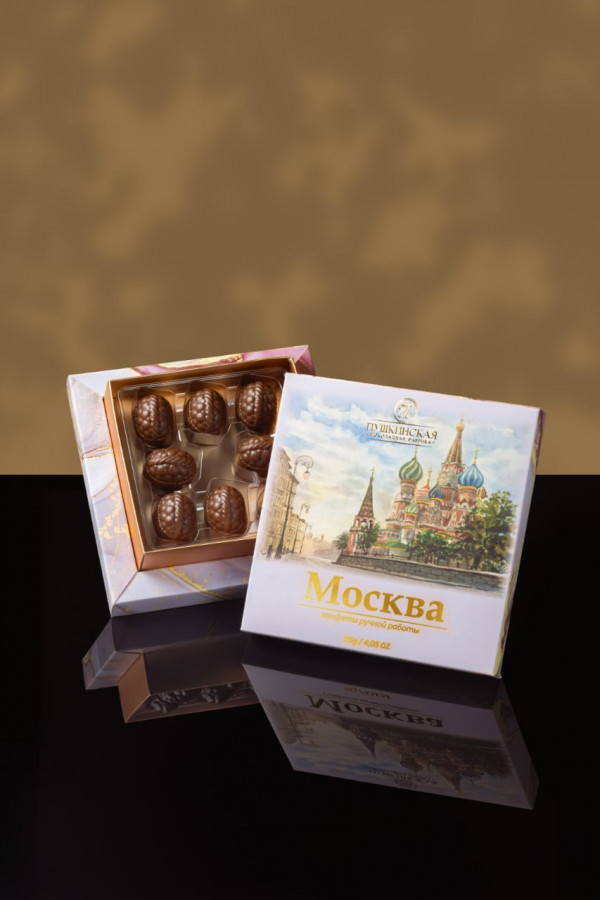 №1 Пушкинская фабрика Конфеты Фундук-Малина (Москва), 115г(розовая коробка) в Киселёвске